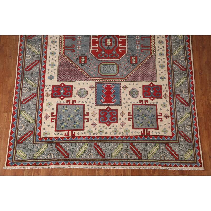 Kazak Area Rug Hand-Knotted Oriental Wool Carpet - 6'10" x 10'2"