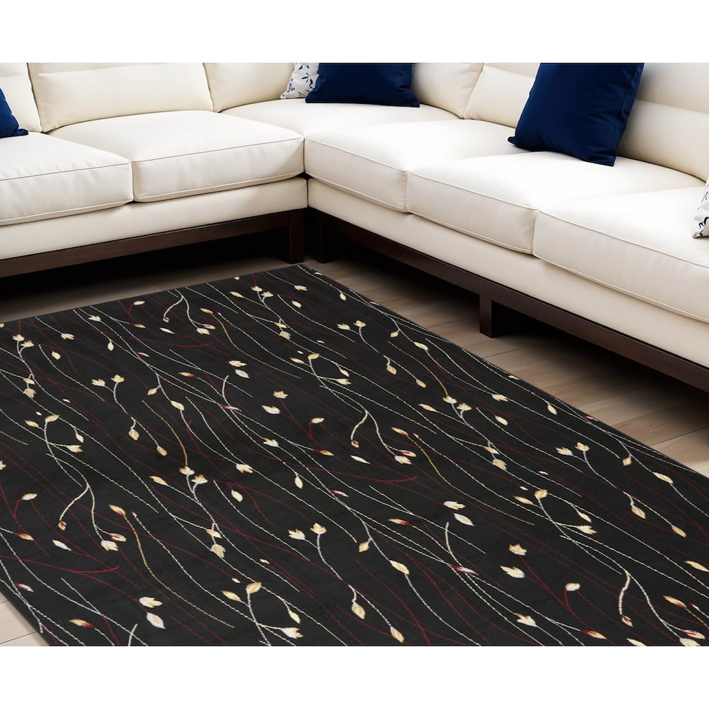 Qodul Power Loomed Floral Traditional Non Skid Area Rug - 118' X '94' X '0.5
