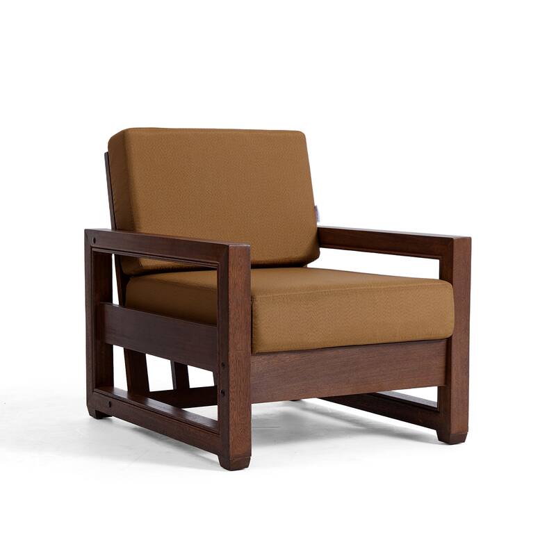 3-Piece Teak Wood Chair Outdoor Patio Conversation Set with Table