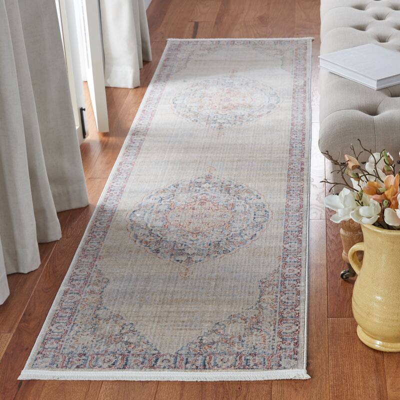 SAFAVIEH Kenitra Sherryl Vintage Medallion Rug - 2'2" x 8' Runner - Grey/Blue