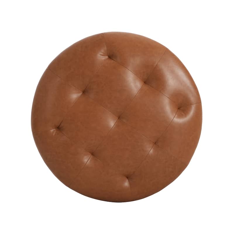 Christopher Knight Home PU Leather Button Tufted Round Ottoman