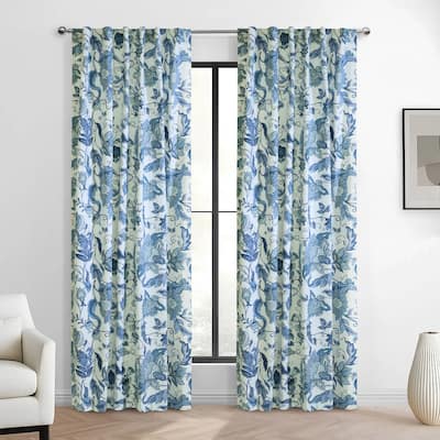 Jacobean Garden Light Filtering Dual Header Curtain Panel & Valance