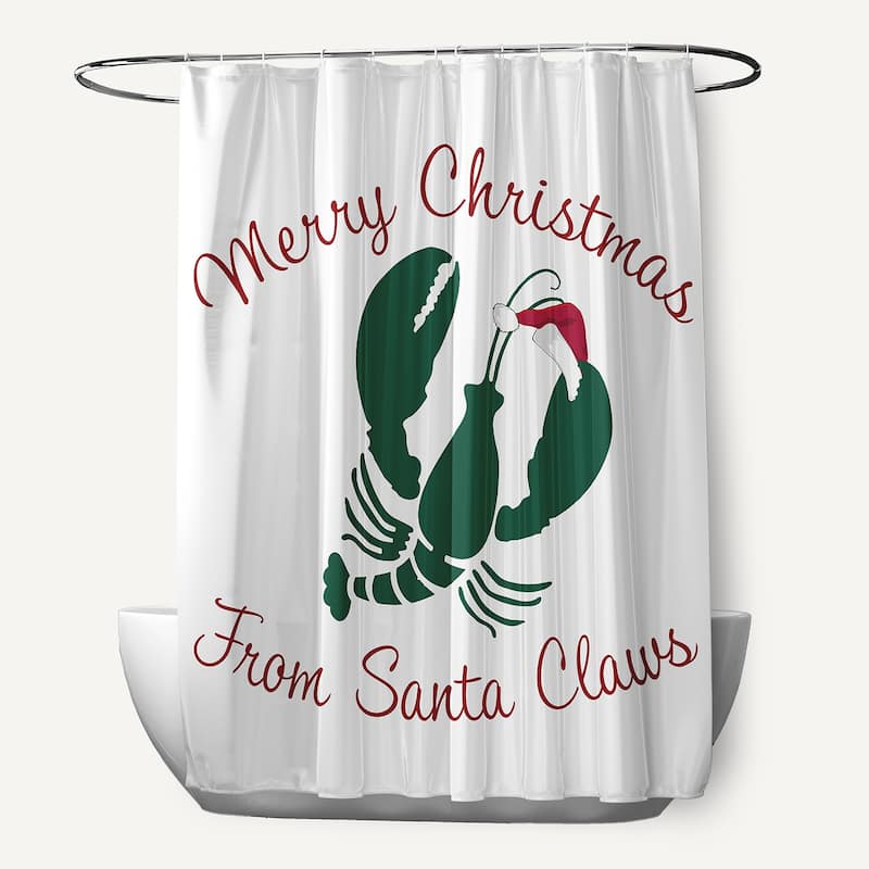 Santa Claws Lobster Shower Curtain - Forest Green