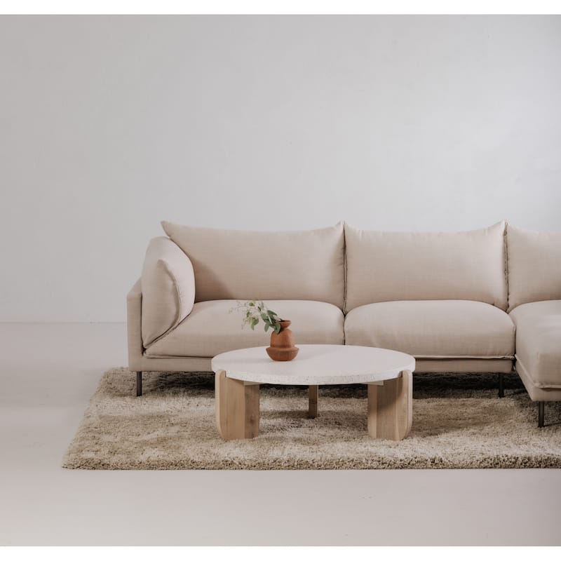 Aurelle Home Modern Acacia Wood and Marble Coffee Table