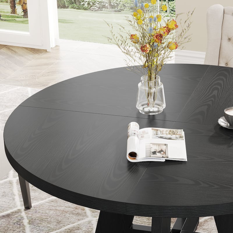 47" Round Dining Table for 4, Farmhouse Kitchen Table Small Dinner Table Wood Kitchen Table for Dining Room Living Room