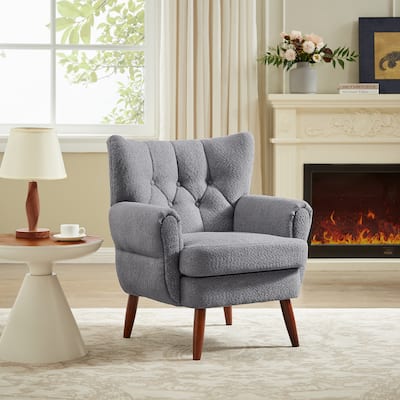 Art Leon Mid-century Modern Accent Arm Chair with Wood Legs
