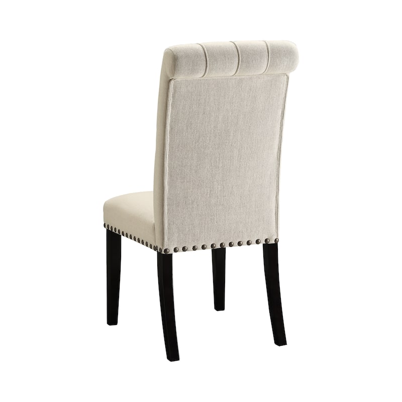 Letnitsa Beige and Rustic Espresso Tufted Dining Chairs (Set of 4)