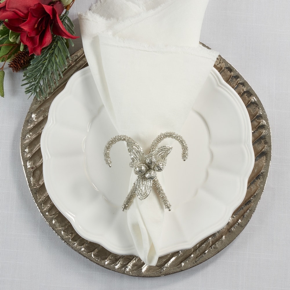 Christmas Napkin Rings With Candy Cane Design (Set of 4)