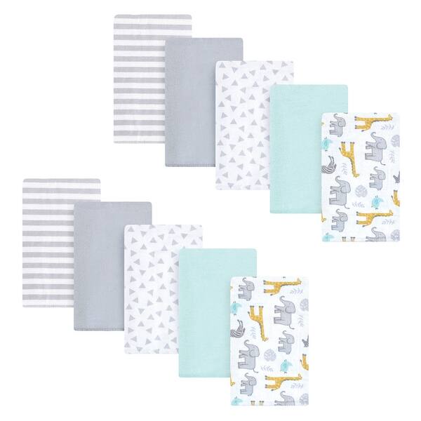 slide 1 of 1, Hudson Baby Unisex Baby Cotton Flannel Burp Cloths Set, Yellow Safari, One Size - Yellow Safari - One Size