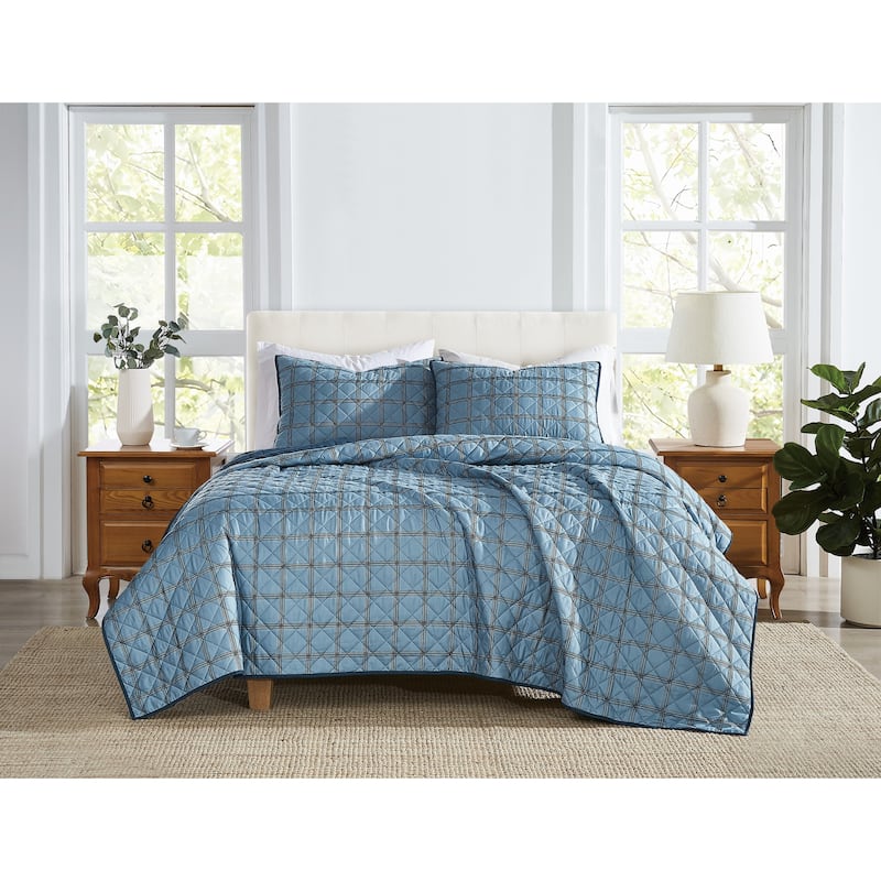 Cannon Luka Grid 3 Piece Quilt Set