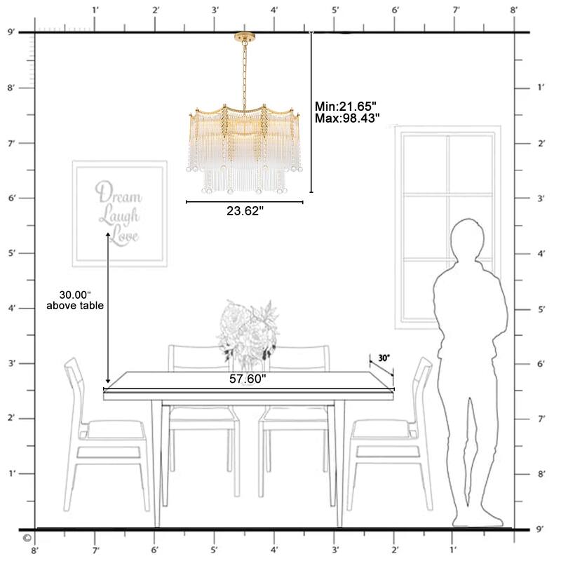 Gold Chandelier Clear Glass Rods & Hanging Crystal Balls Accents