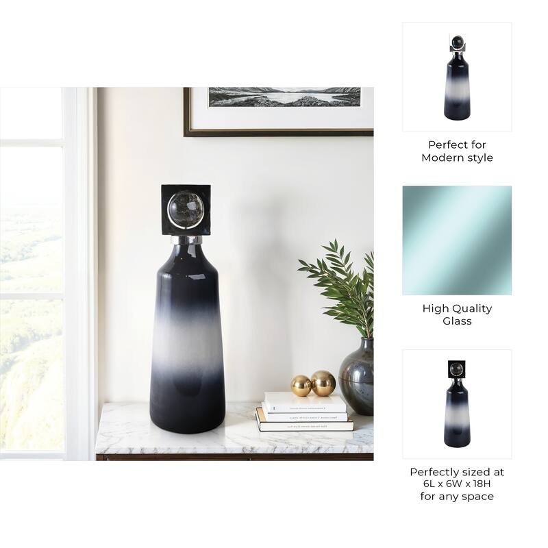 Glass Metal Decorative Vase with Contemporary Single Modern Accents