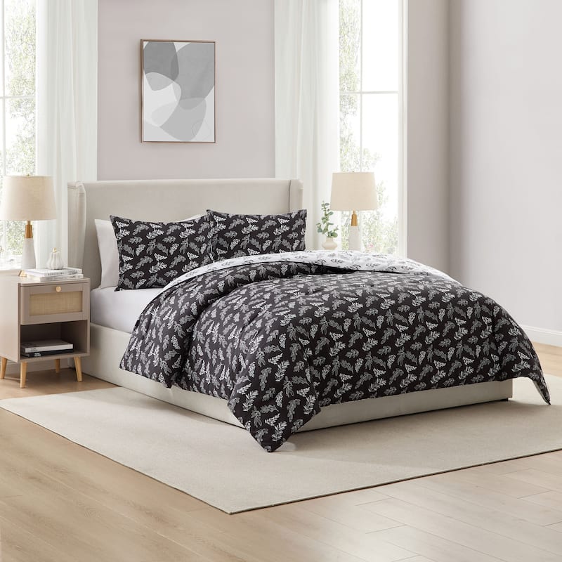 Empyrean 3PC Reversible Botanical Printed Comforter Bedding Set