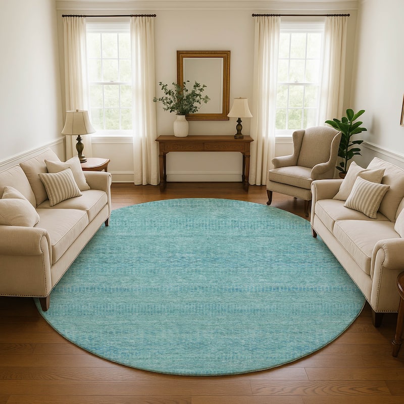 Premium Washable Super Soft Global Ombre Mayfield Rug - Aqua - 8' x 8'