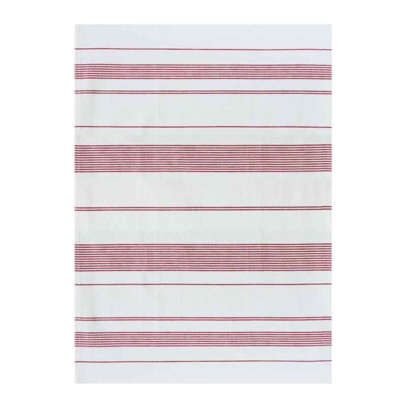 Plaid and Striped Kitchen Tea Towels - 28" - White and Red - Set of 3