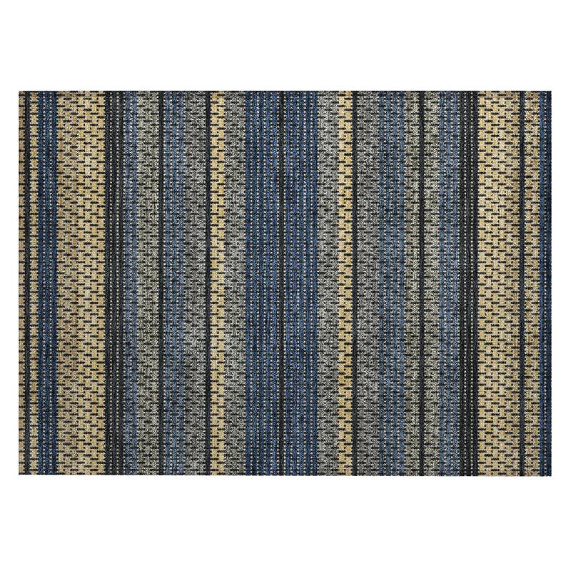 Machine Washable Indoor/ Outdoor Boho Stripe Chantille Rug