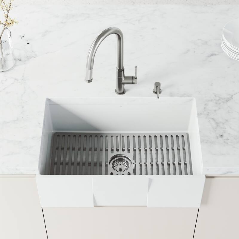 VIGO Hart Arched 18" H Single Handle Pull-Down Kitchen Faucet