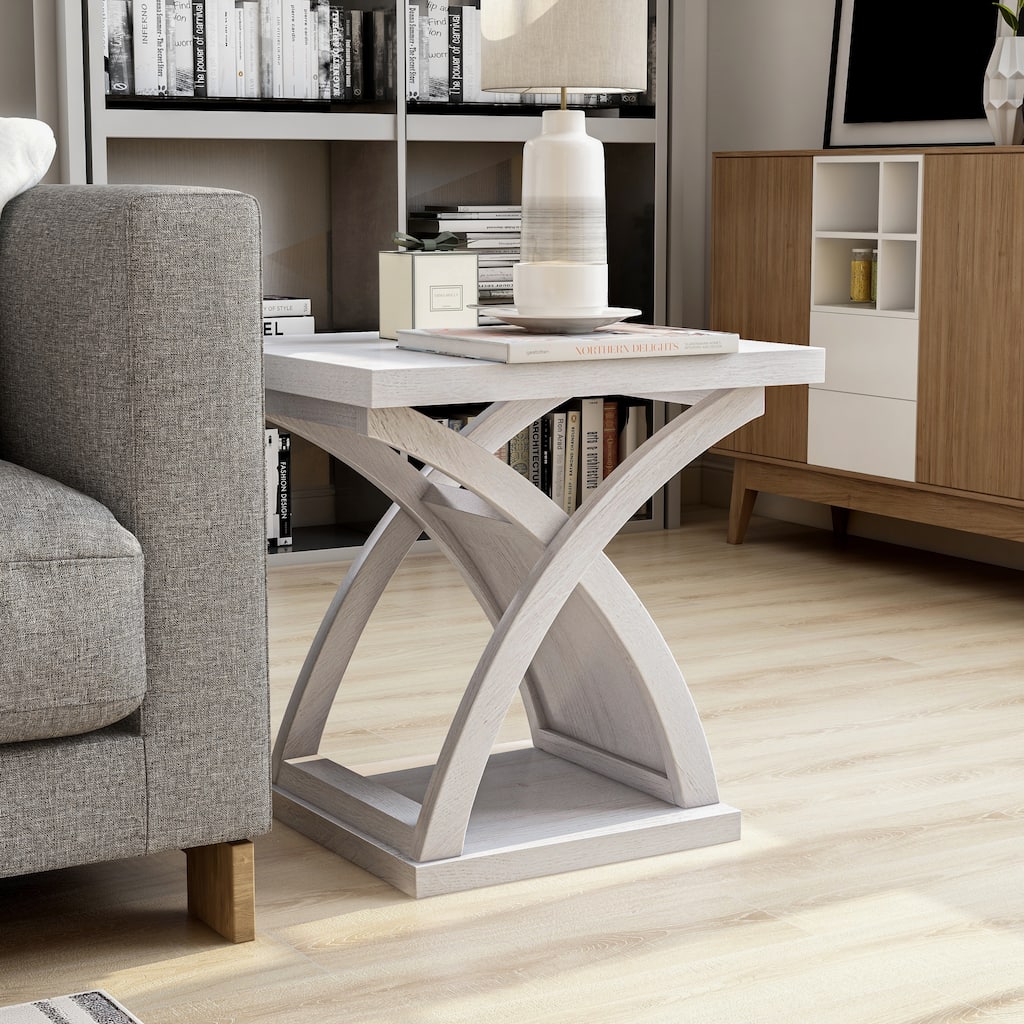 Hali Contemporary 22-inch Wood Bottom Shelf Side Table by Furniture of America