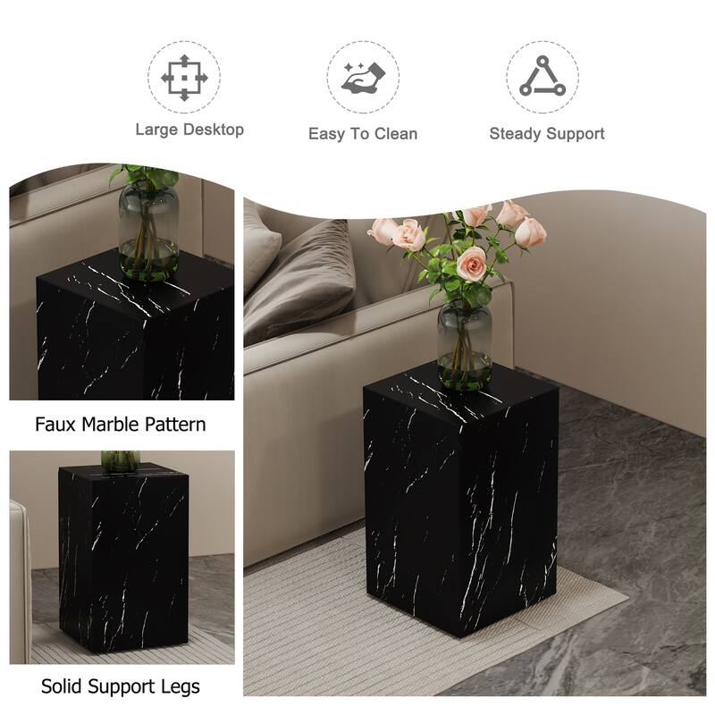 Modern Stylish Coffee Table Rectangular Coffee Table with Black Marble Texture Sticker, for Living Room