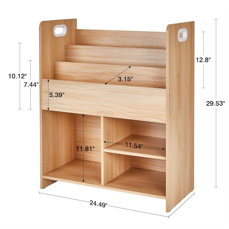 VECELO Kids Bookshelf, Wooden Toy Storage Cabinet Organizer or Kids Room, Bedroom, Nursery, Kindergarten, Bookcase with Shelves