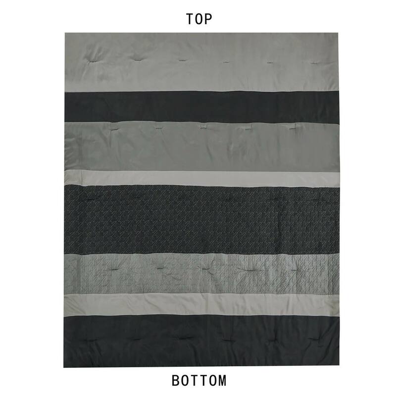 6 Piece Black & Gray Comforter Set Embroidery Soft Bedding
