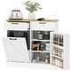 preview thumbnail 2 of 7, HOMCOM Tilt Out Trash Can Cabinet, Farmhouse Kitchen Cabinet with Hidden Trash Can and 2 Drawers for Laundry Room, Pantry