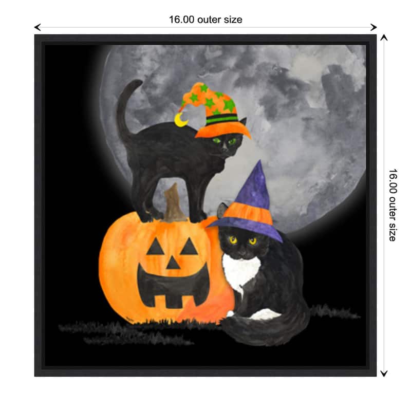 Fright Night Friends I-Black Cat by Tara Reed Canvas Art Framed - Sylvie Black