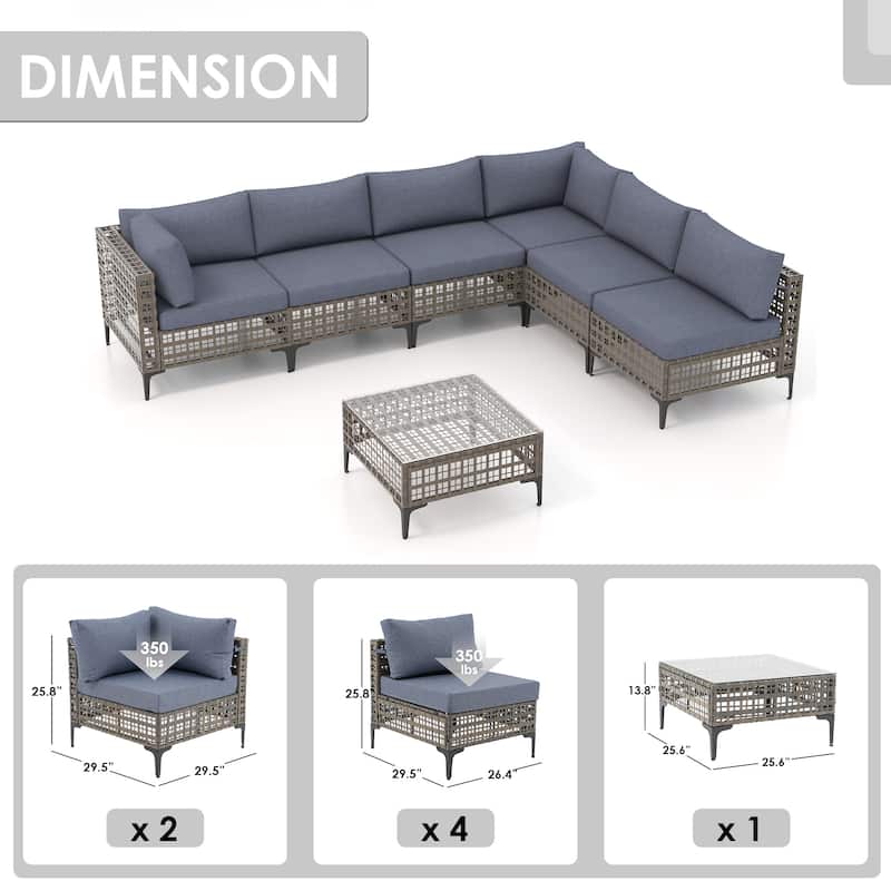 6 - Person Outdoor Sectional Seating Group with Cushions