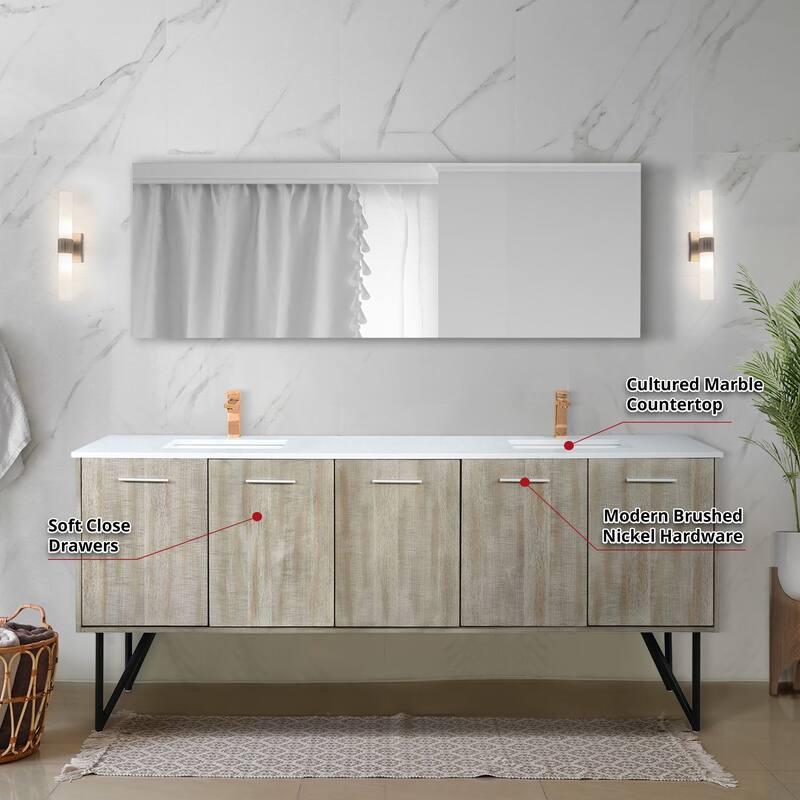 Lancy Bath Vanity with Cultured Marble Top, Sink, Mirror and Faucet