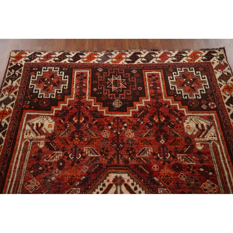 Qashqai Persian Vintage Area Rug Hand-Knotted Wool Carpet - 5'2"x 8'0"