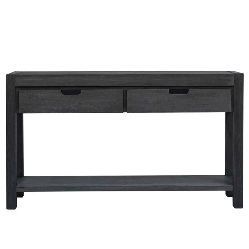 Wood Console Table with 2 Drawers and 1 Shelf for Hallway Living Room