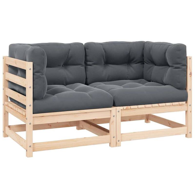vidaXL Patio Furniture Outdoor Sectional Set with Cushions Solid Wood Pine