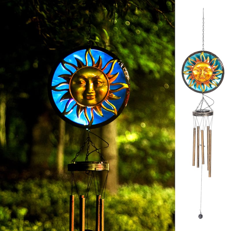 Adeco Wind Chimes with Solar Powered LED Lights