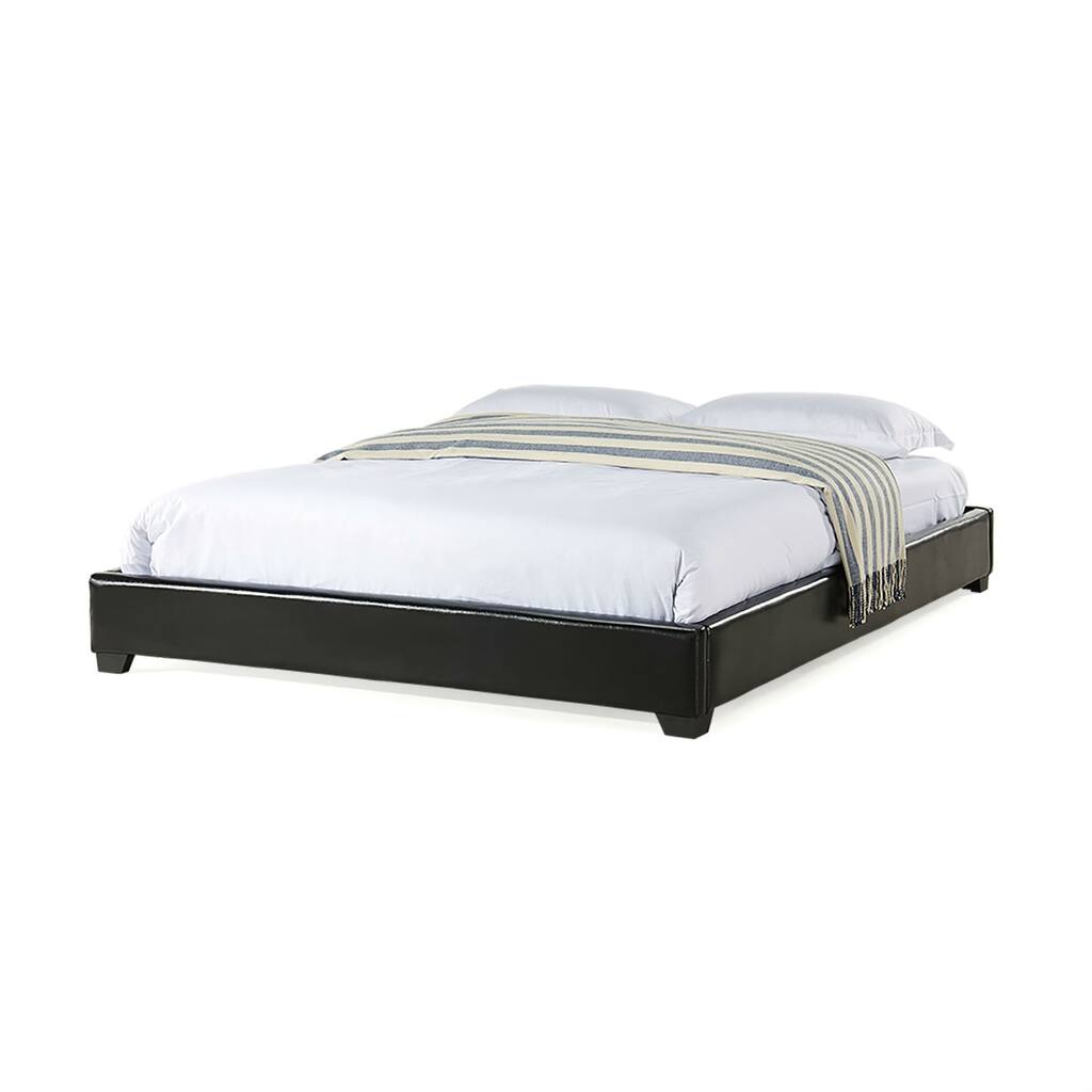 Daily Boutik California King size Upholstered Black Faux Leather Platform Bed Frame