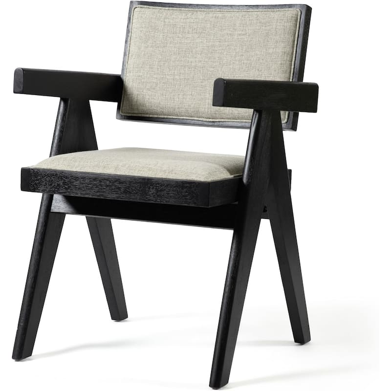 Modern Black Finish Arm Chairs Set Upholstered