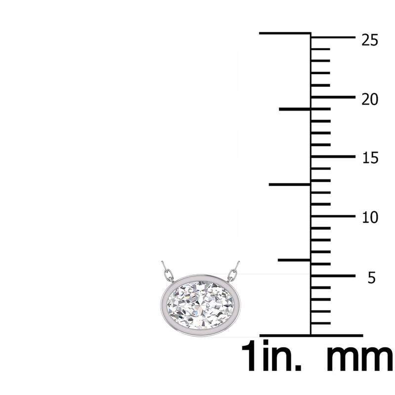 Marquee Lab Grown 3/4 Carat Oval Bezel Set Diamond Solitaire Pendant in 14K White Gold