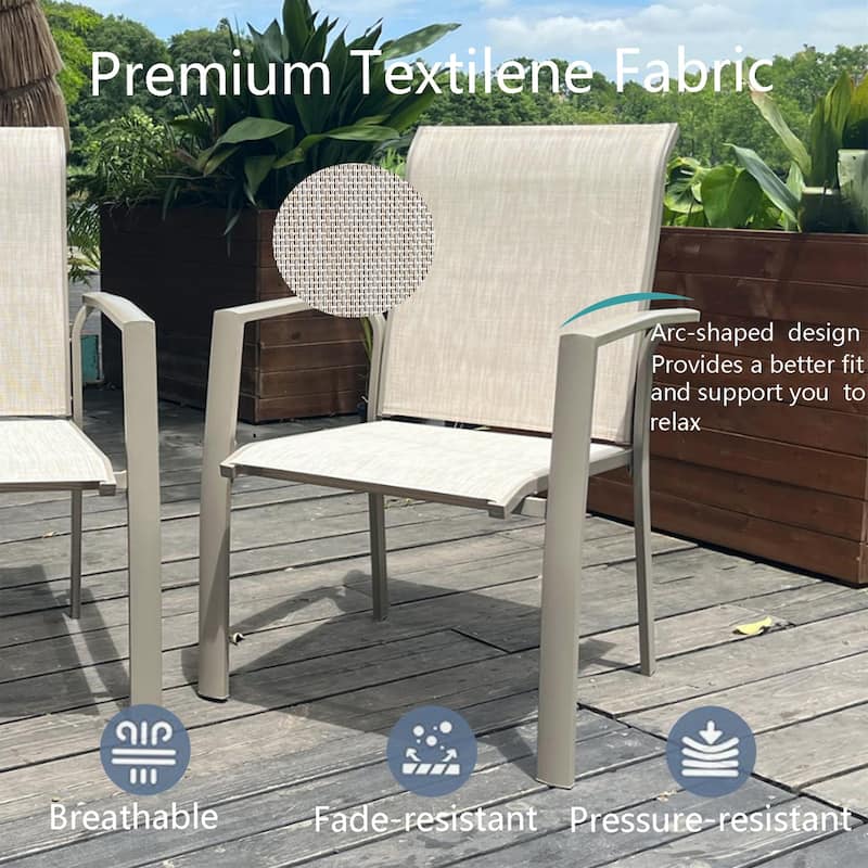 Garden Patio Chairs Set of 2, Weather Metal Outdoor Dining Chairs