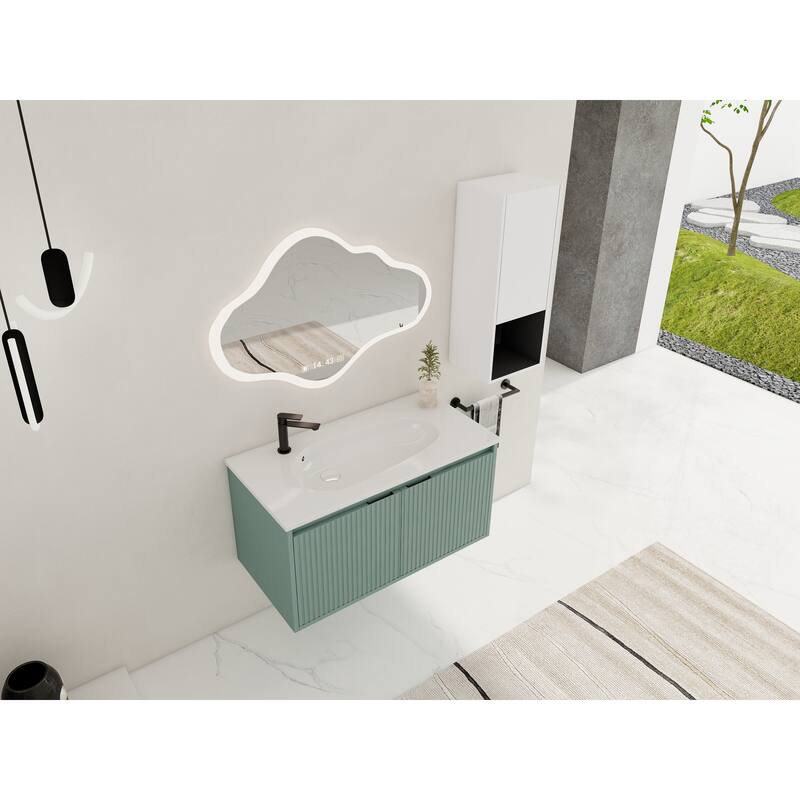 36" Floating Bathroom Vanity with Drop-Shaped Resin Sink