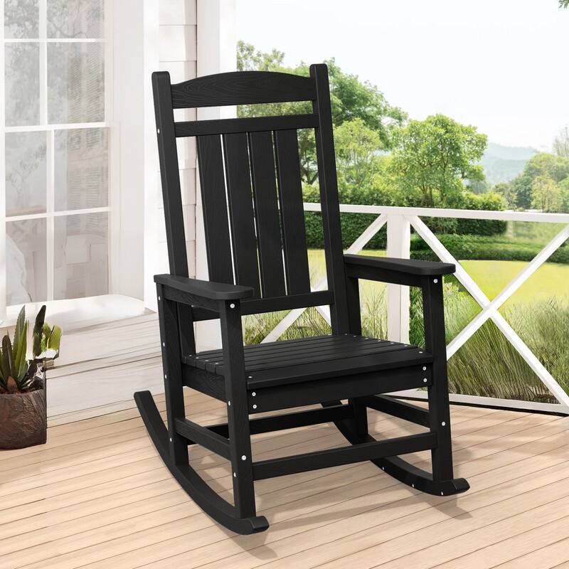 High-Back Oversized Plastic Rocking Chair –Stable & Smooth Glide