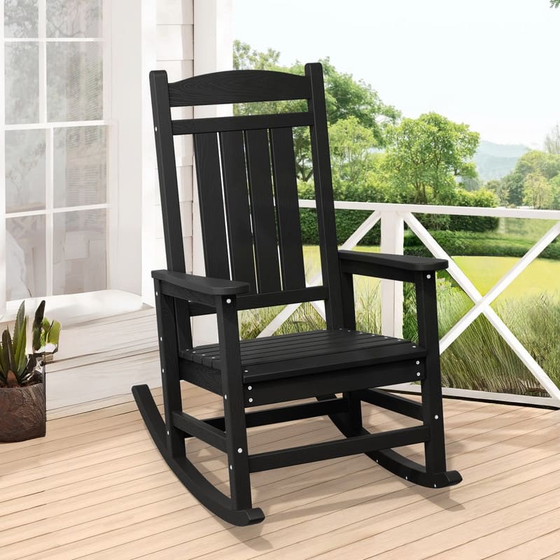 High-Back Oversized Plastic Rocking Chair -Stable & Smooth Glide