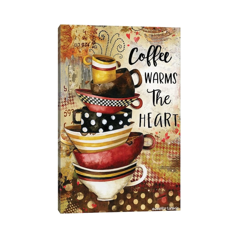 iCanvas "Coffee Warms The Heart" by Jennifer Lambein Canvas Print