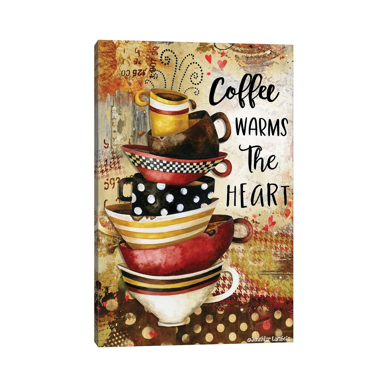 iCanvas "Coffee Warms The Heart" by Jennifer Lambein Canvas Print