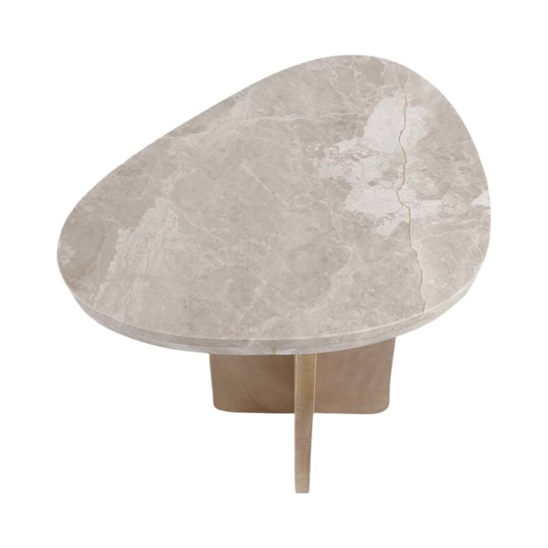 Stone Marble Modern Accent Table for Home and Office Use - 24" Brown - 20.5" x 15" x 24"
