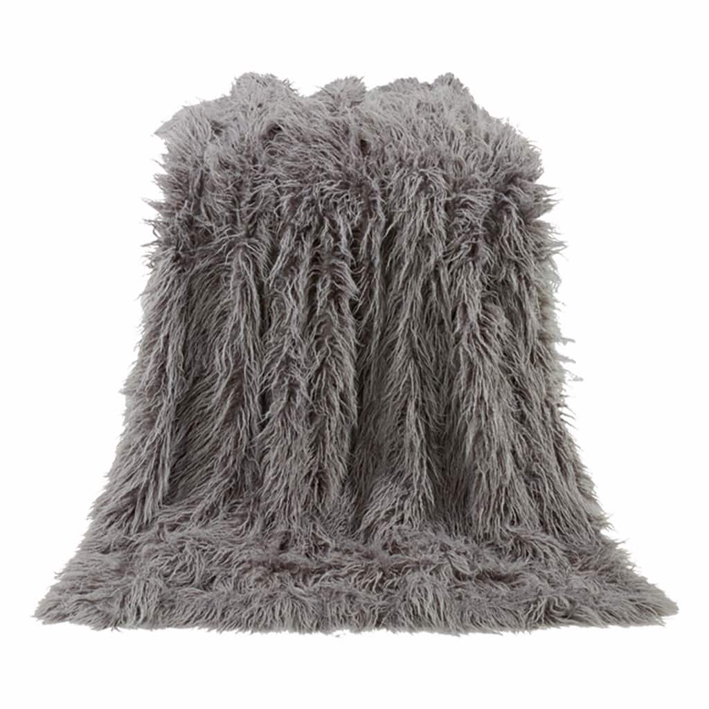 HiEnd Accents Mongolian Faux Fur Throw Blanket, 50"x60"