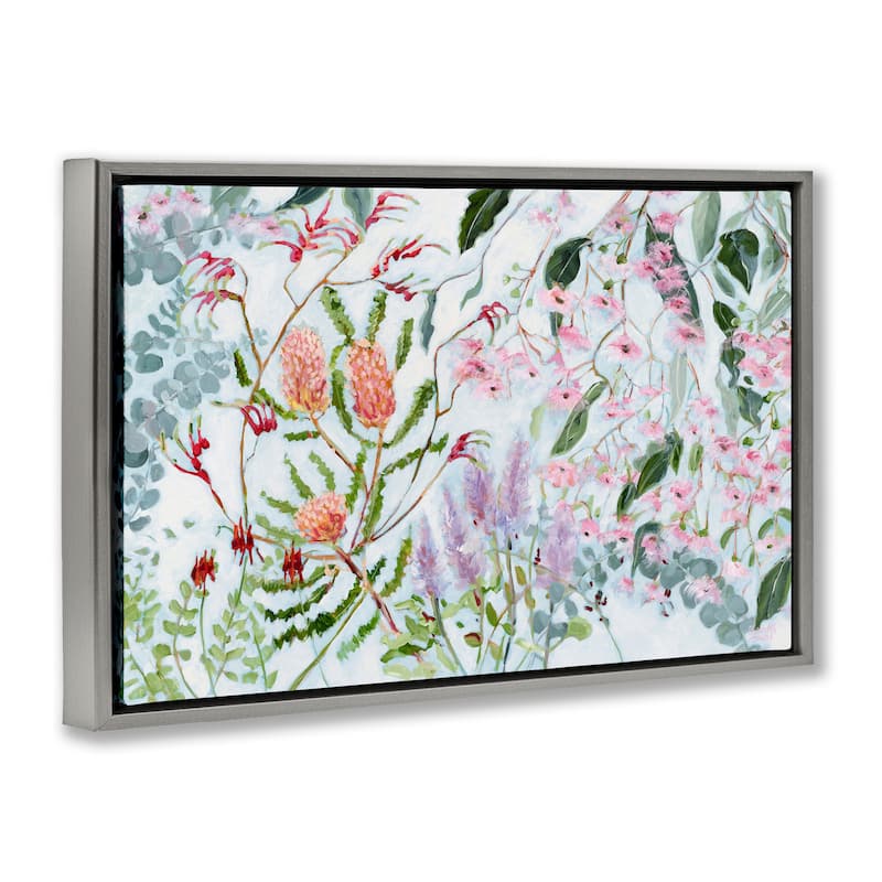 Stupell Elegant Garden Flowers Framed Floater Canvas Wall Art Design By Meredith Howse