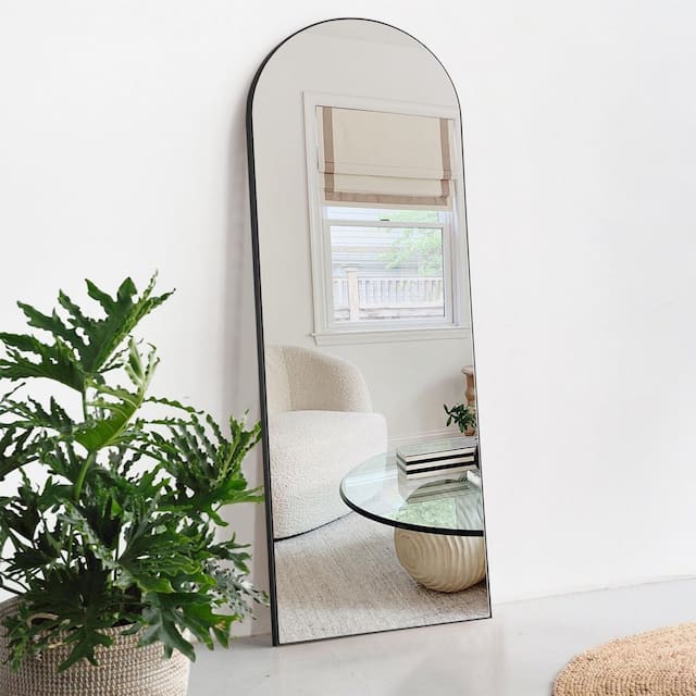 Arched Full Length & Floor Wall Mirror Standing Dressing Mirror - Black - 59×20