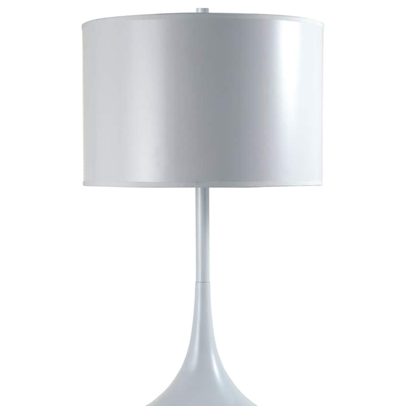 25" Tall Metal Table Lamp with White Finish, White Round Shade