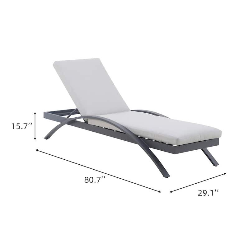 3-Piece Outdoor Patio Lounger Set with Gray Cushions