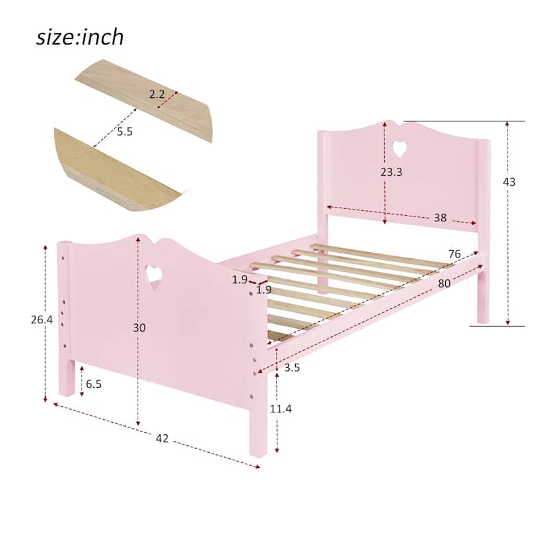 Elegant Twin Platform Bed with Wood Slat Support - Classic Design for Any Bedroom