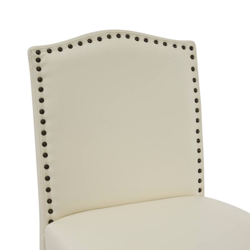 Set of 2 PU Leather Upholstered Bar Stools with Nailhead Trim
